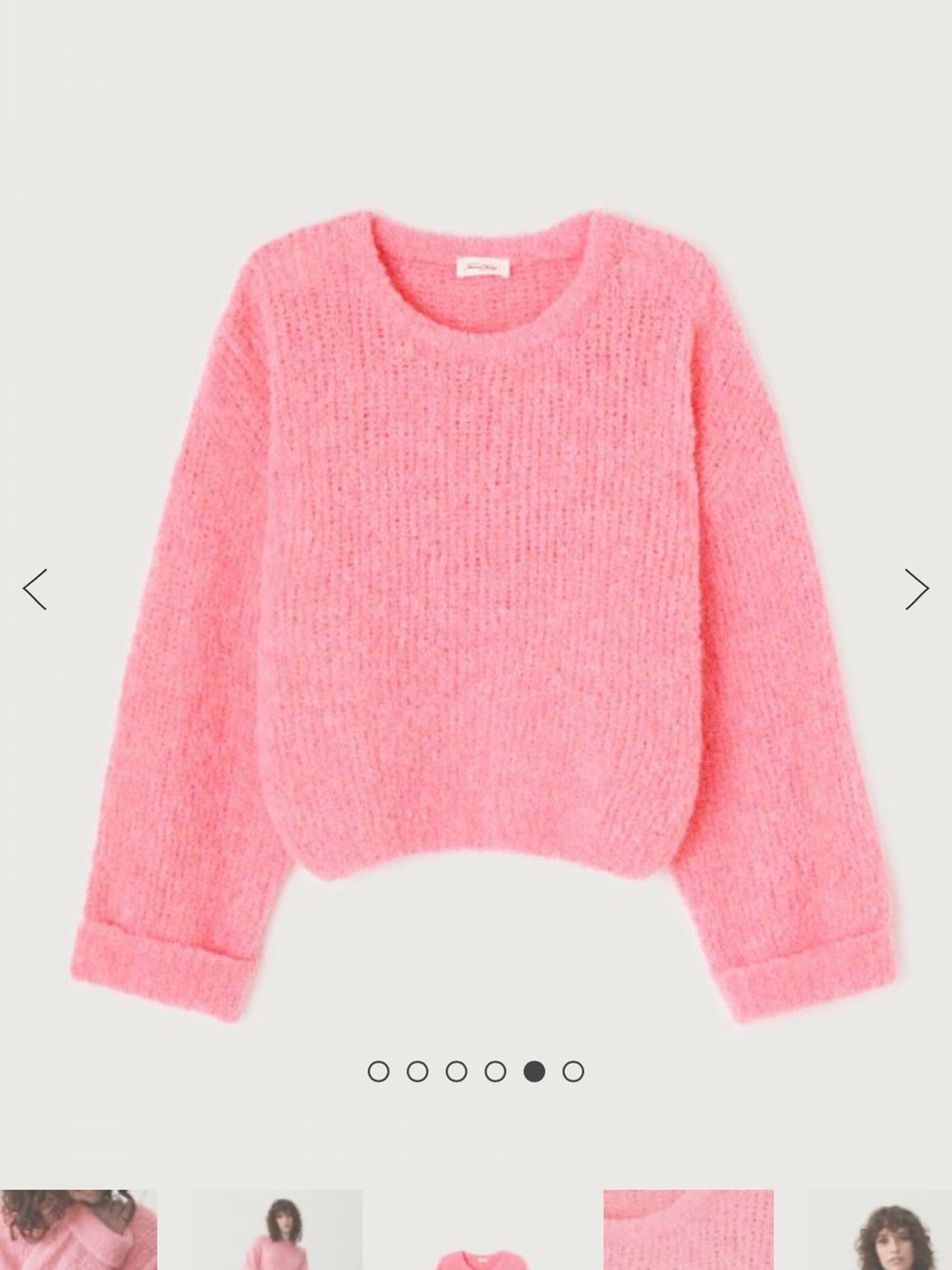 American Vintage Soft Pink Fuzzy Crewneck Sweater